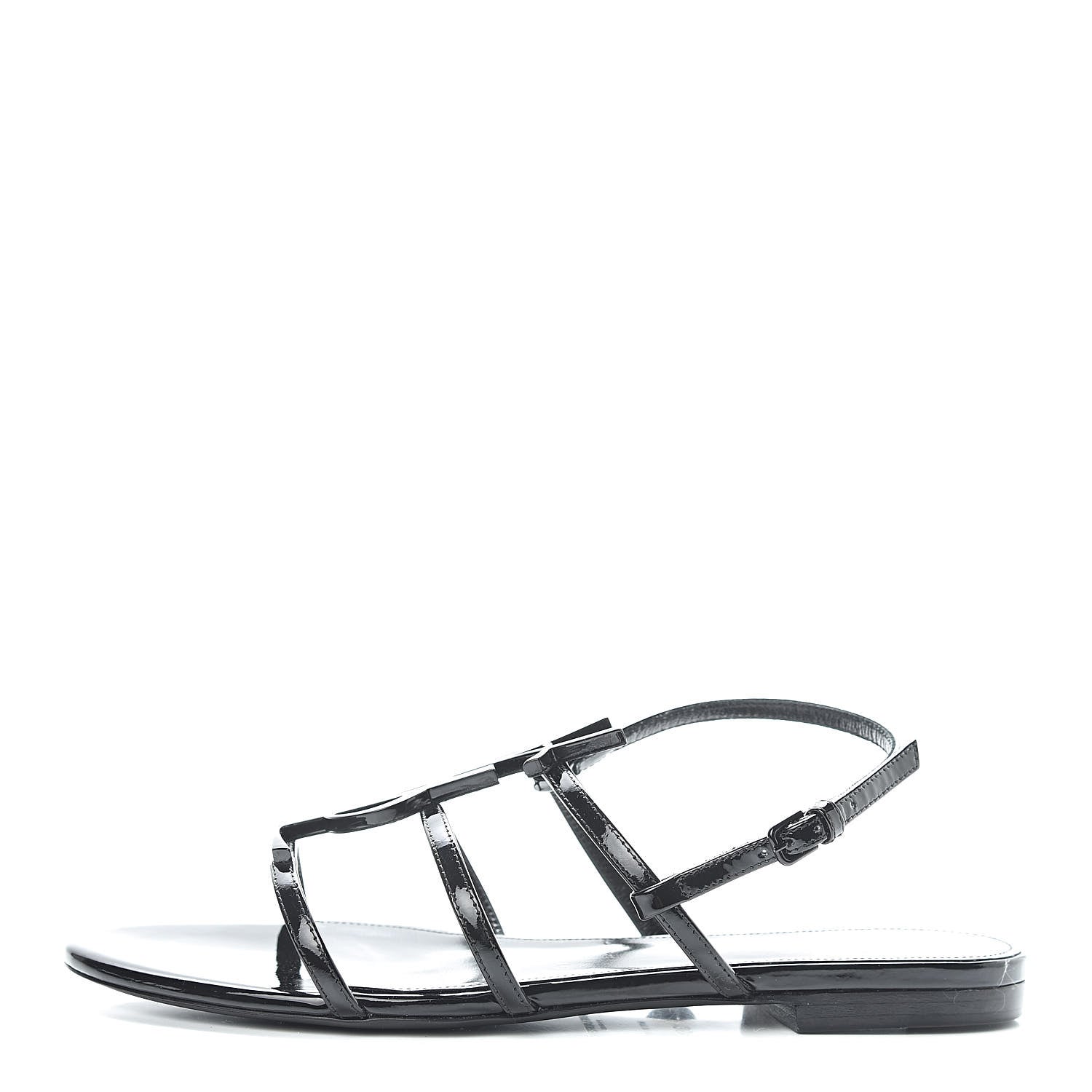 Saint Laurent Patent Calfskin Cassandra Monogram Sandals 36.5 Black 1 of 8