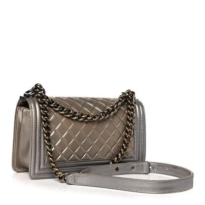 Chanel Metallic Calfskin Quilted Medium Boy Flap Khaki 4 of 26