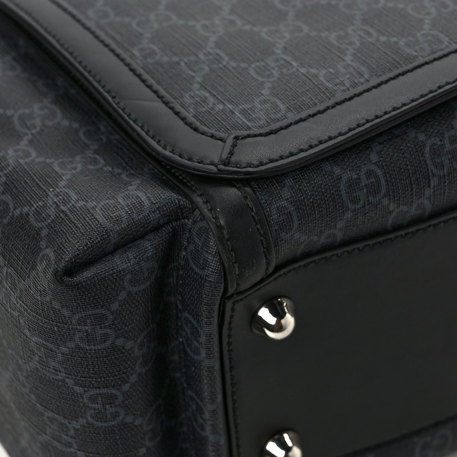Gucci GG Supreme Monogram Web Messenger Diaper Bag Black Grey 10 of 11