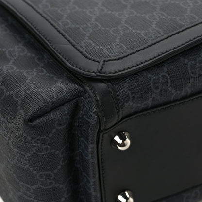 Gucci GG Supreme Monogram Web Messenger Diaper Bag Black Grey 10 of 11