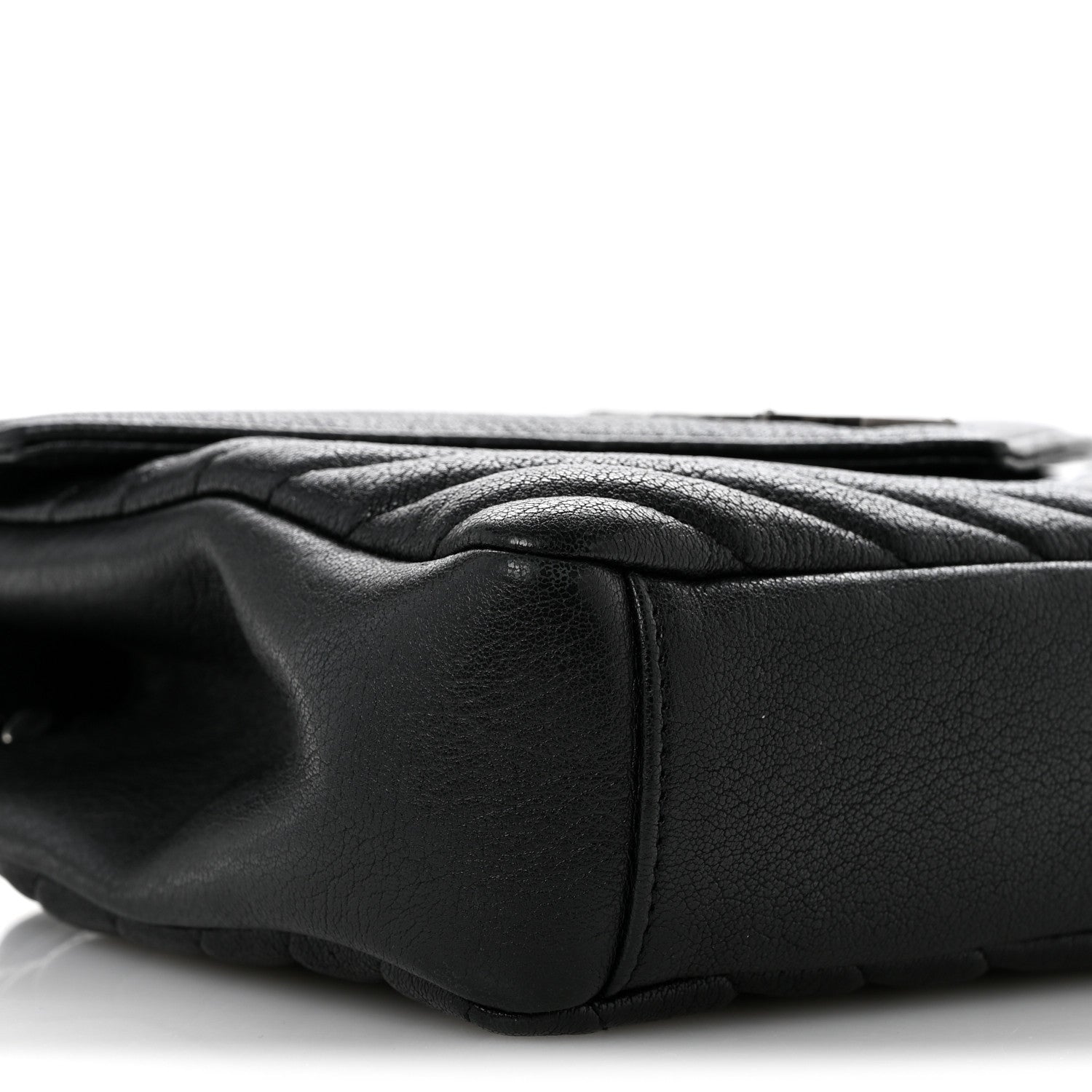 Saint Laurent Sheepskin Matelasse Chevron Monogram Medium College Bag Black 9 of 14