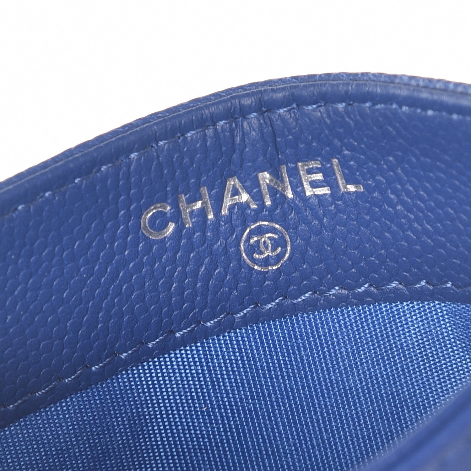 Chanel Caviar Camellia Quilted Card Holder Blue 6 of 9