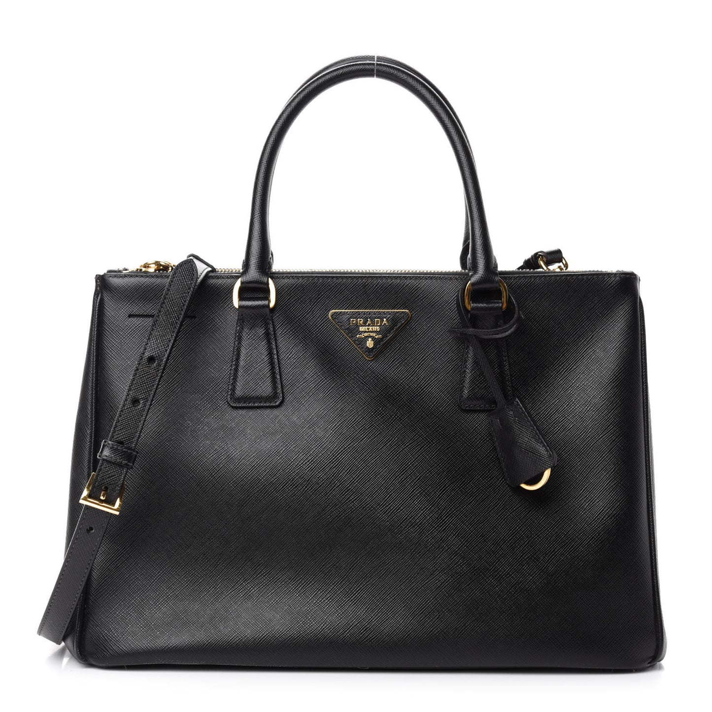 Saffiano Medium Galleria Double Zip Tote Black