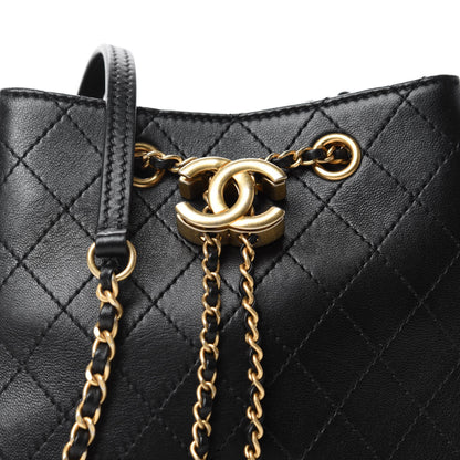 Chanel Calfskin Stitched Small Egyptian Amulet Drawstring Bag Black 10 of 10