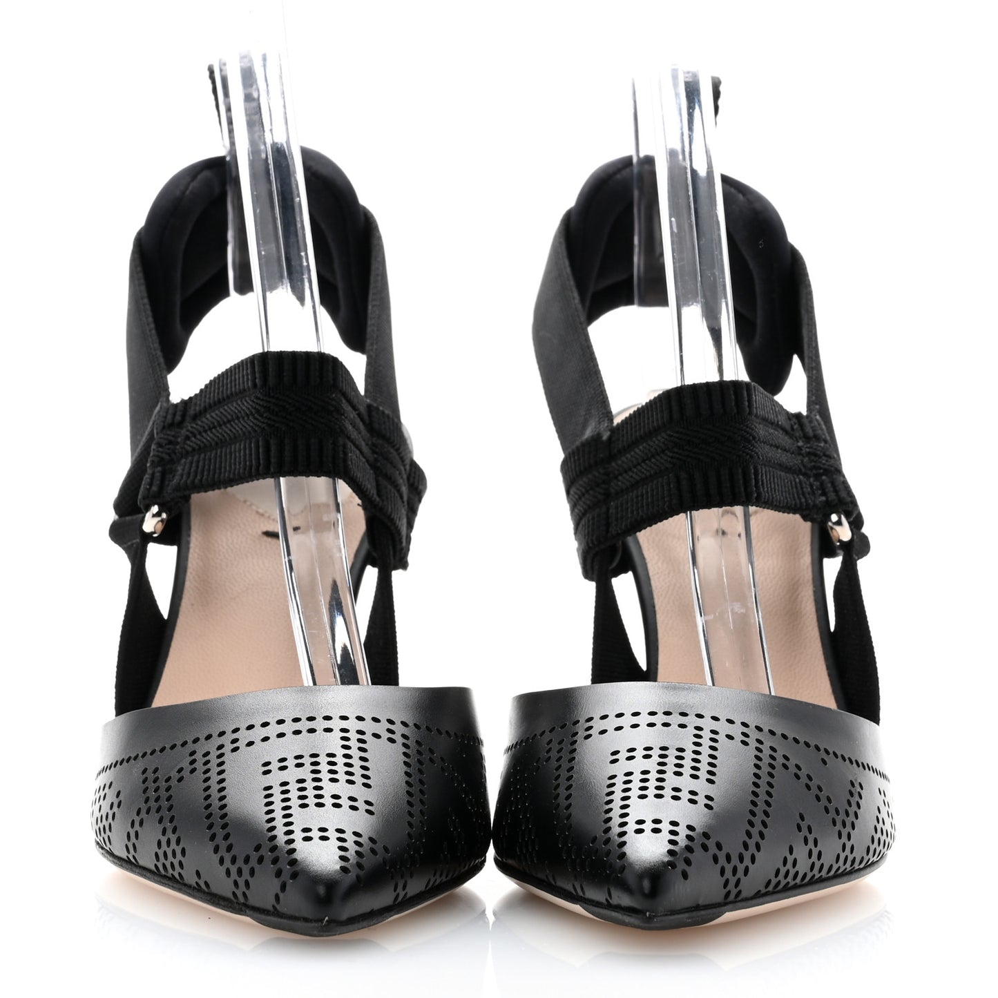 Calfskin Perforated Colibri 85mm Slingback Pumps 36 Black