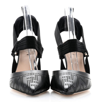 Fendi Calfskin Perforated Colibri 85mm Slingback Pumps 36 Black 2 of 8