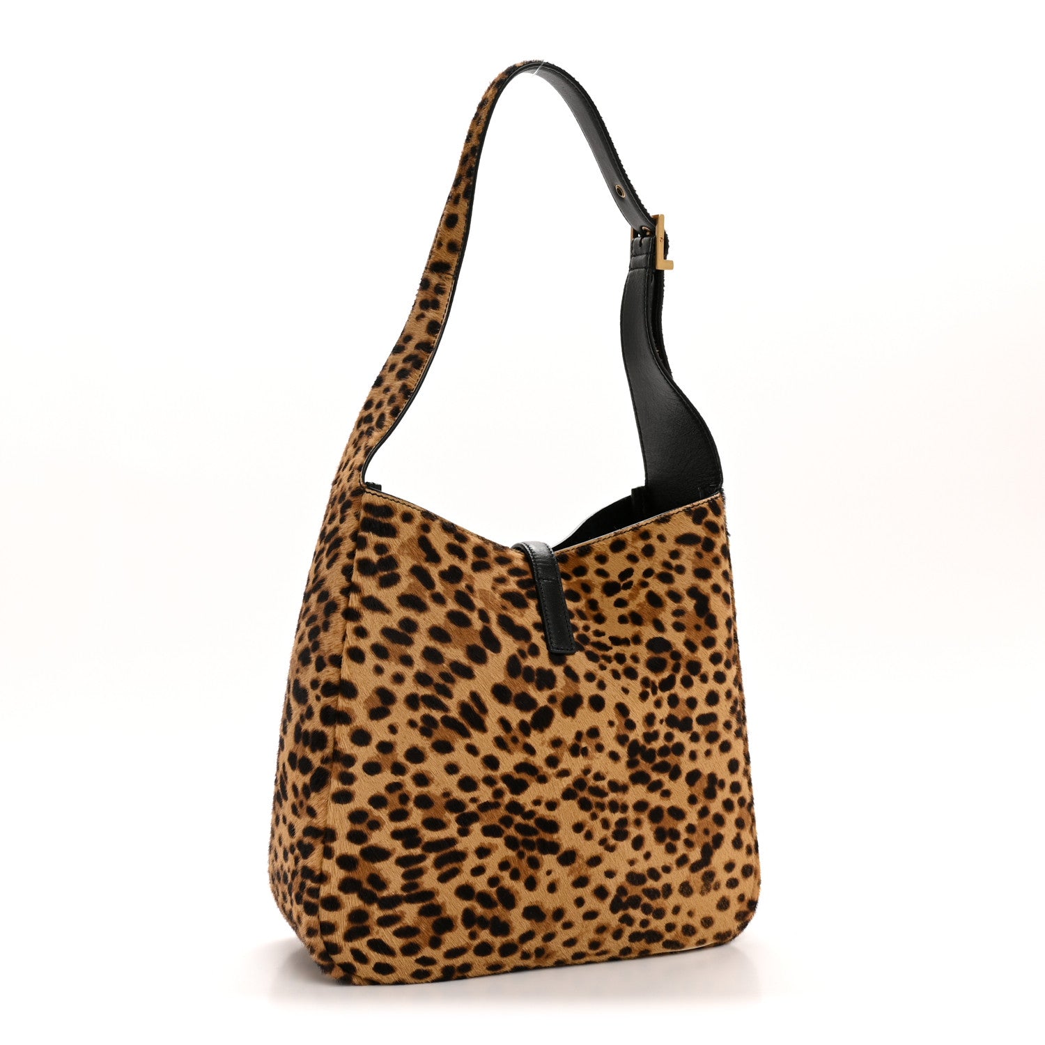 Saint Laurent Pony Hair Calfskin Leopard Print Small Le 5 A 7 Soft Hobo 4 of 12