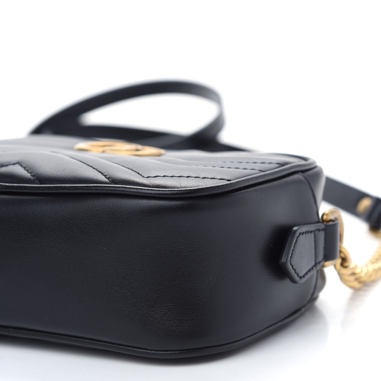 Calfskin Matelasse Mini GG Marmont Chain Shoulder Bag Black