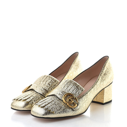 Gucci Galassia GG Marmont Fringe 50mm Loafer Pumps 41 Platino 3 of 8