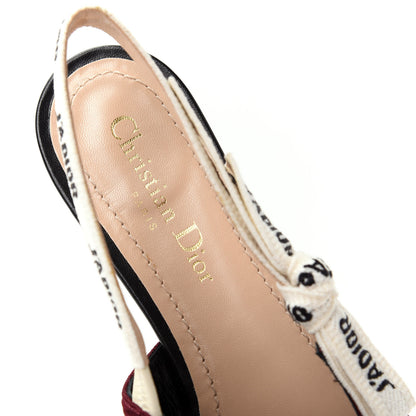 Christian Dior Technical Canvas Ribbon J Adior Sling-Back Ballet Flats 38.5 Rouge Black 8 of 11
