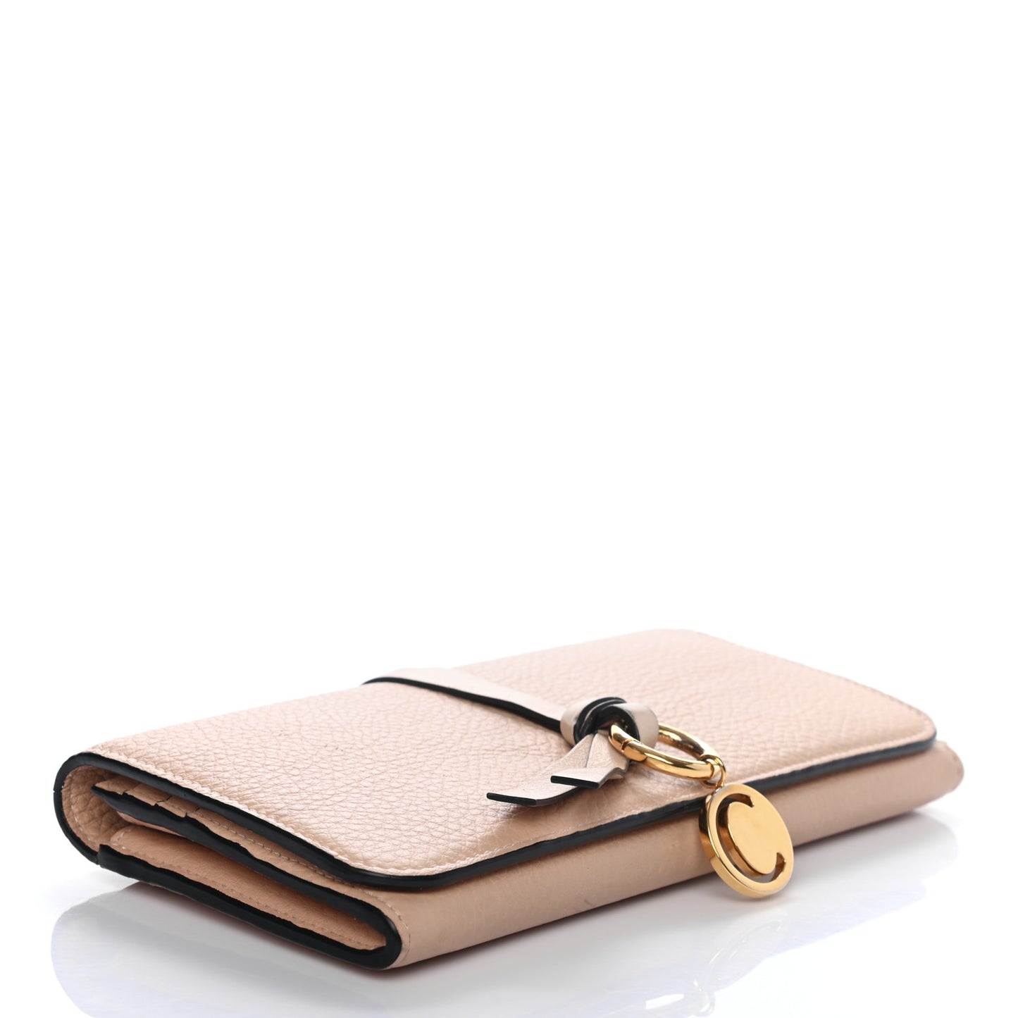 Calfskin Alphabet Long Wallet Blush Nude