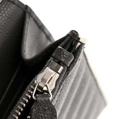 Saint Laurent Grain De Poudre Matelasse Chevron Monogram Envelope Chain Wallet Asphalt White 13 of 14