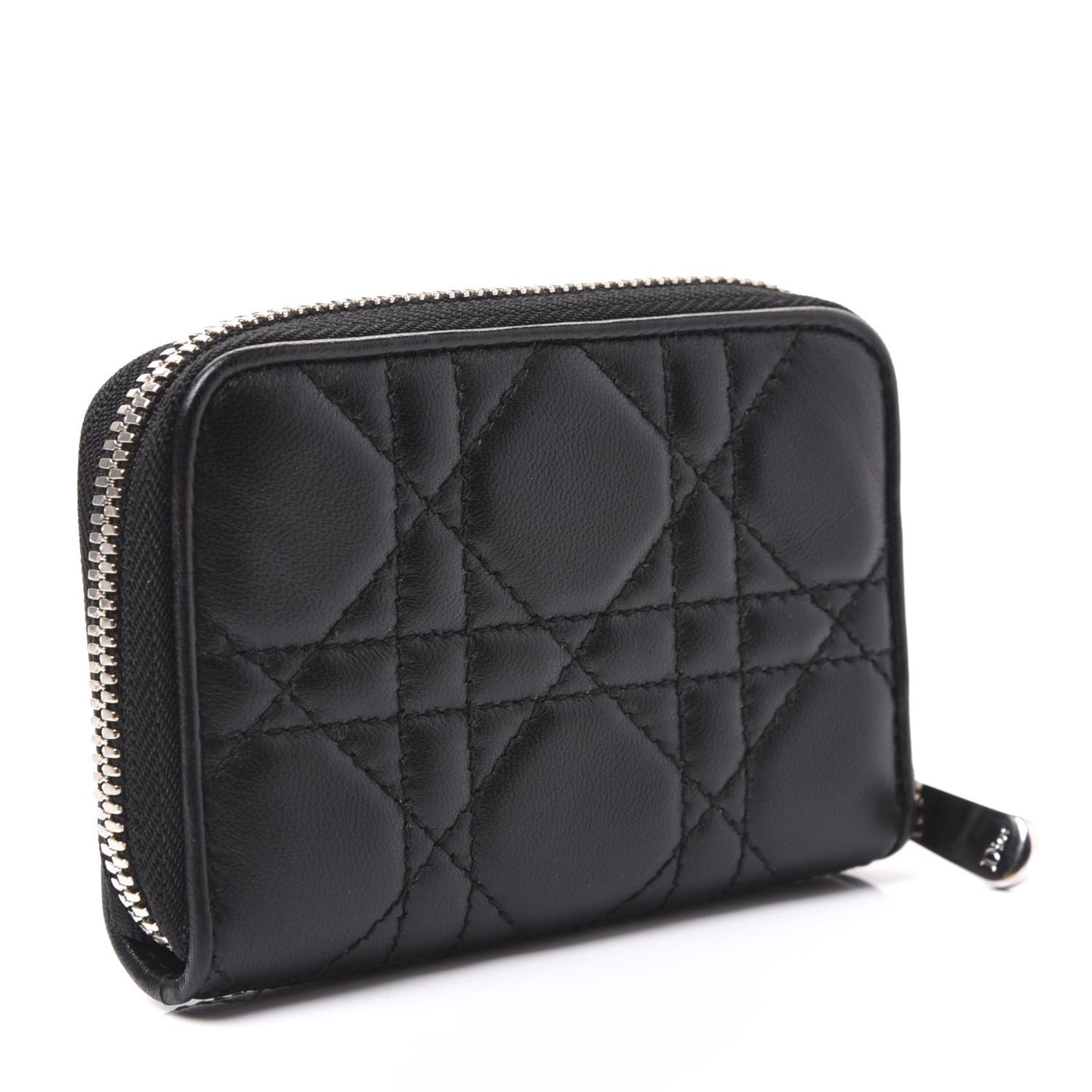 Lambskin Cannage Mini Lady Dior Zip Portemonnaie Black