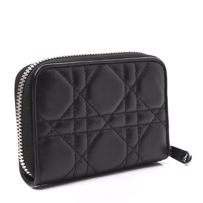 Christian Dior Lambskin Cannage Mini Lady Dior Zip Portemonnaie Black 2 of 8