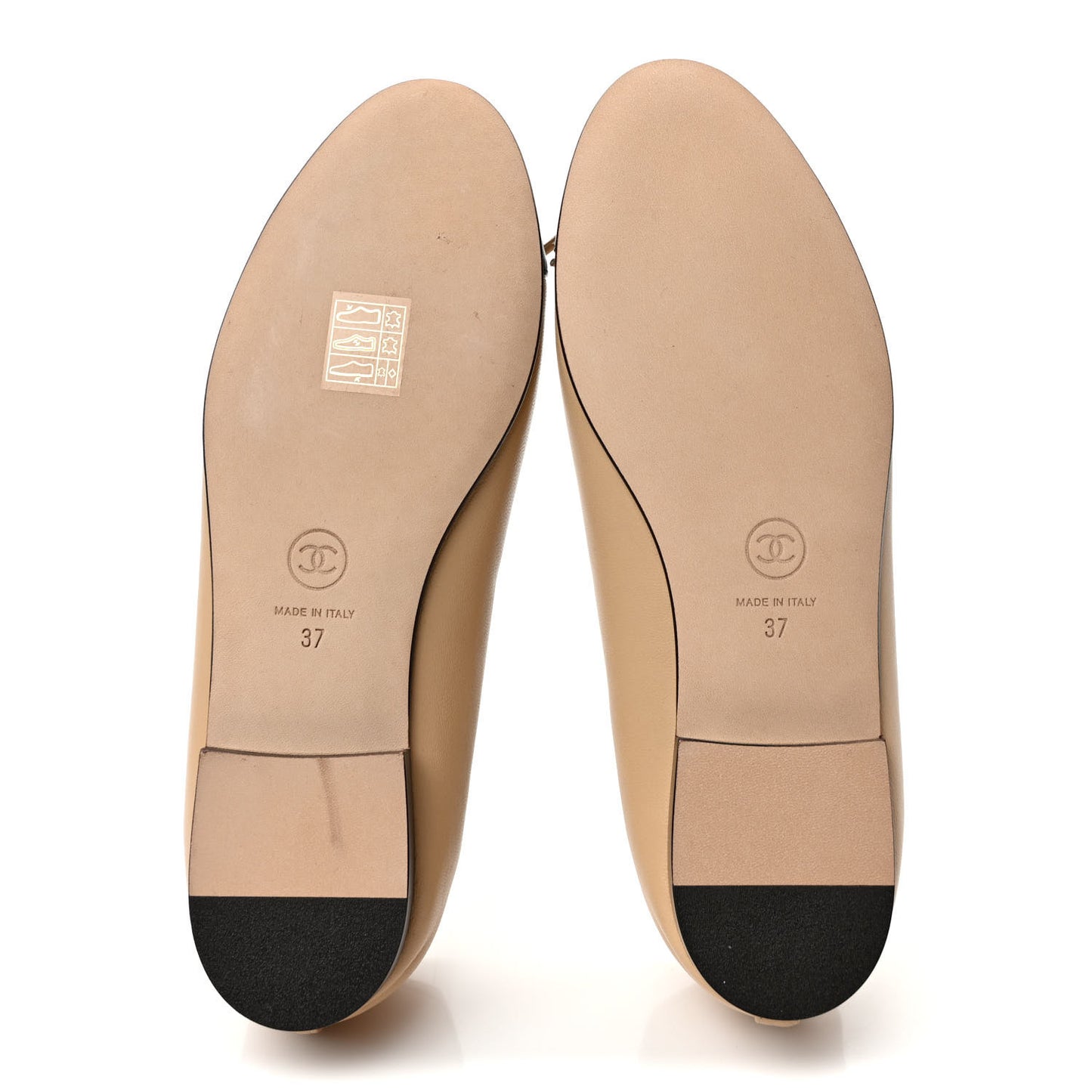 Lambskin Cap Toe CC Ballerina Flats 37 Beige Black