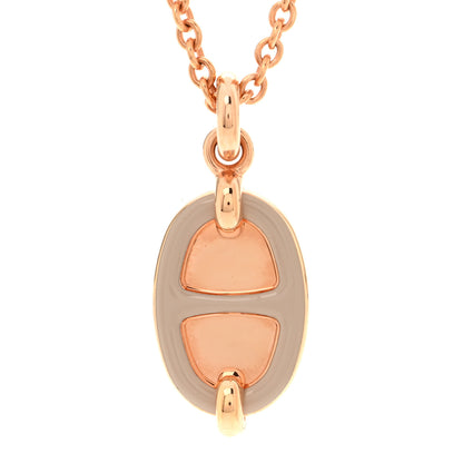 Hermes Metal Enamel Mini Maillon Pendant Necklace Marron Glace 4 of 7