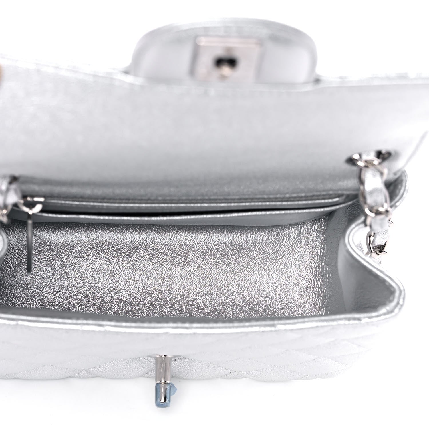 Chanel Metallic Lambskin Quilted Mini Square Flap Silver 5 of 10