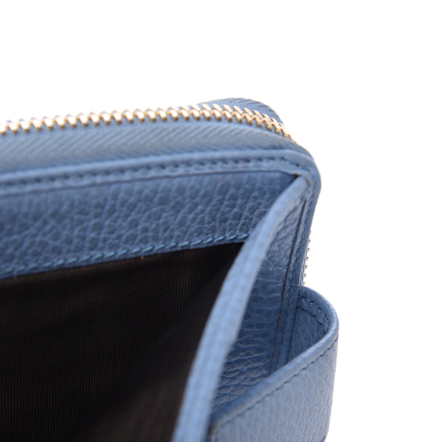Gucci Monogram Dollar Calfskin Zip Around French Flap Wallet Beige Ebony Mineral Blue 10 of 19