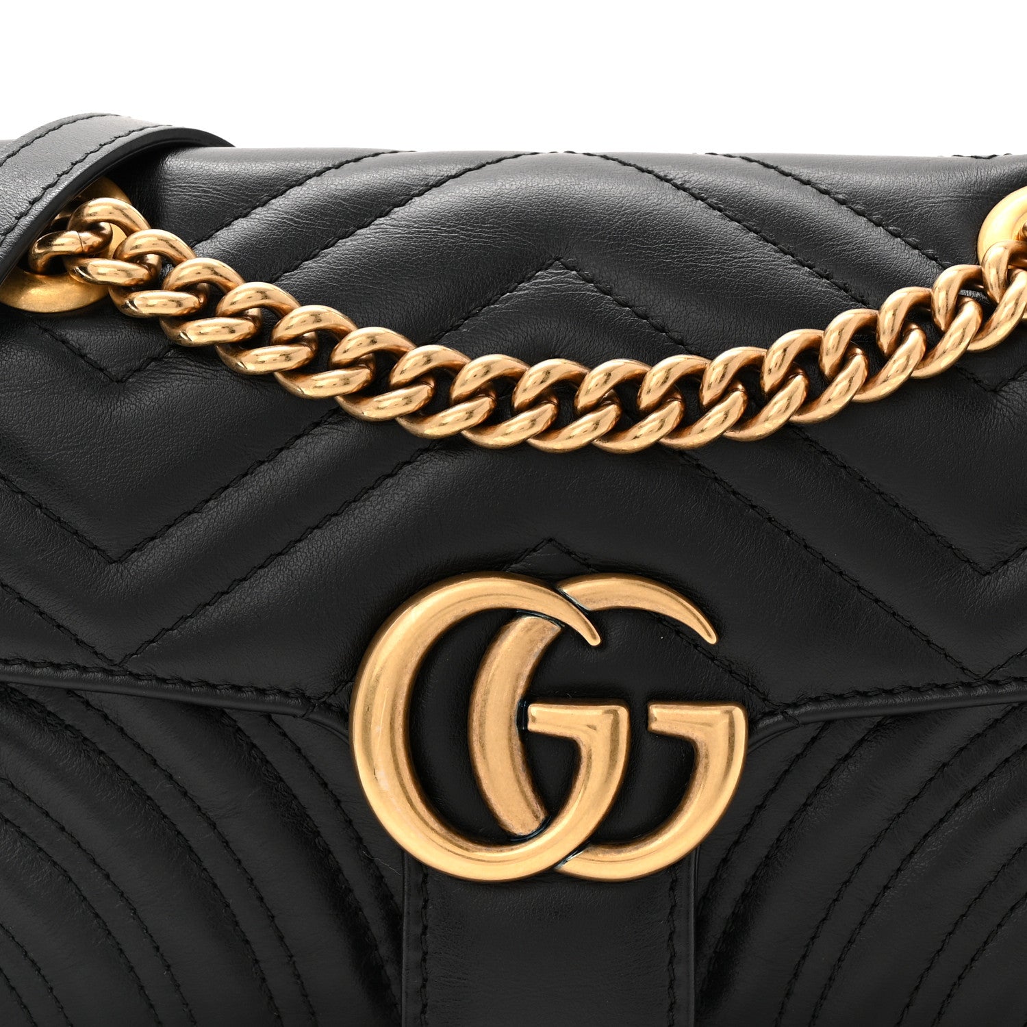 Gucci Calfskin Matelasse Mini GG Marmont Shoulder Bag Black 8 of 10