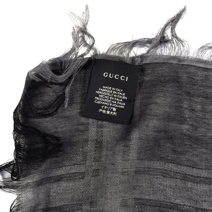 Gucci Wool Silk GG Monogram Diamante Plaid Surviee Shawl Graphite Black 4 of 4