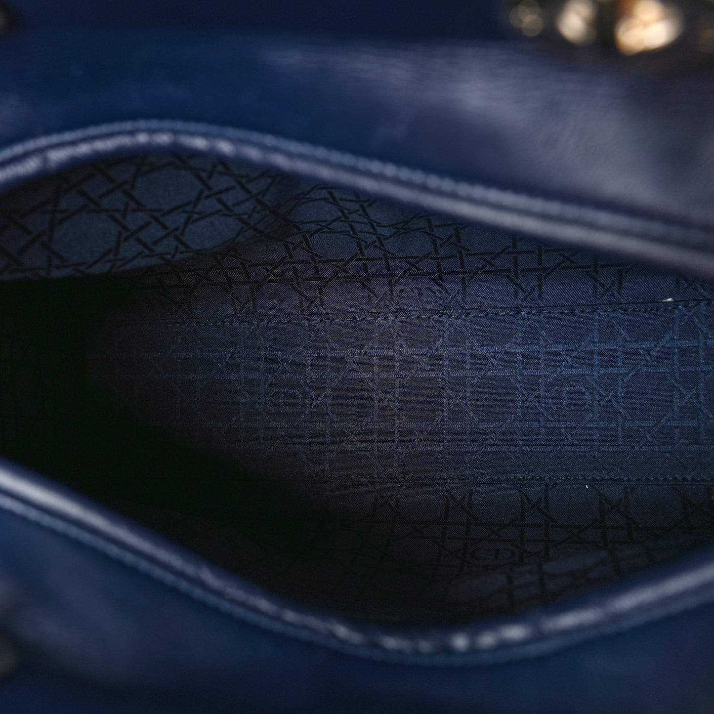 Lambskin Cannage Large Lady Dior Navy Blue