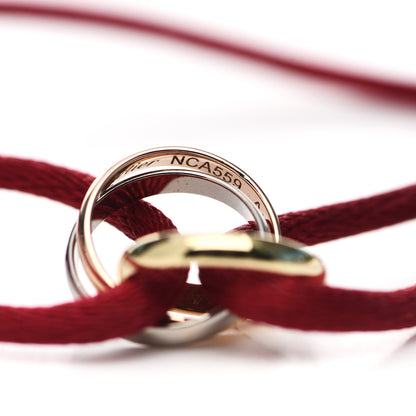 Cartier 18K Pink Yellow White Gold Trinity Cord Bracelet Red 5 of 7