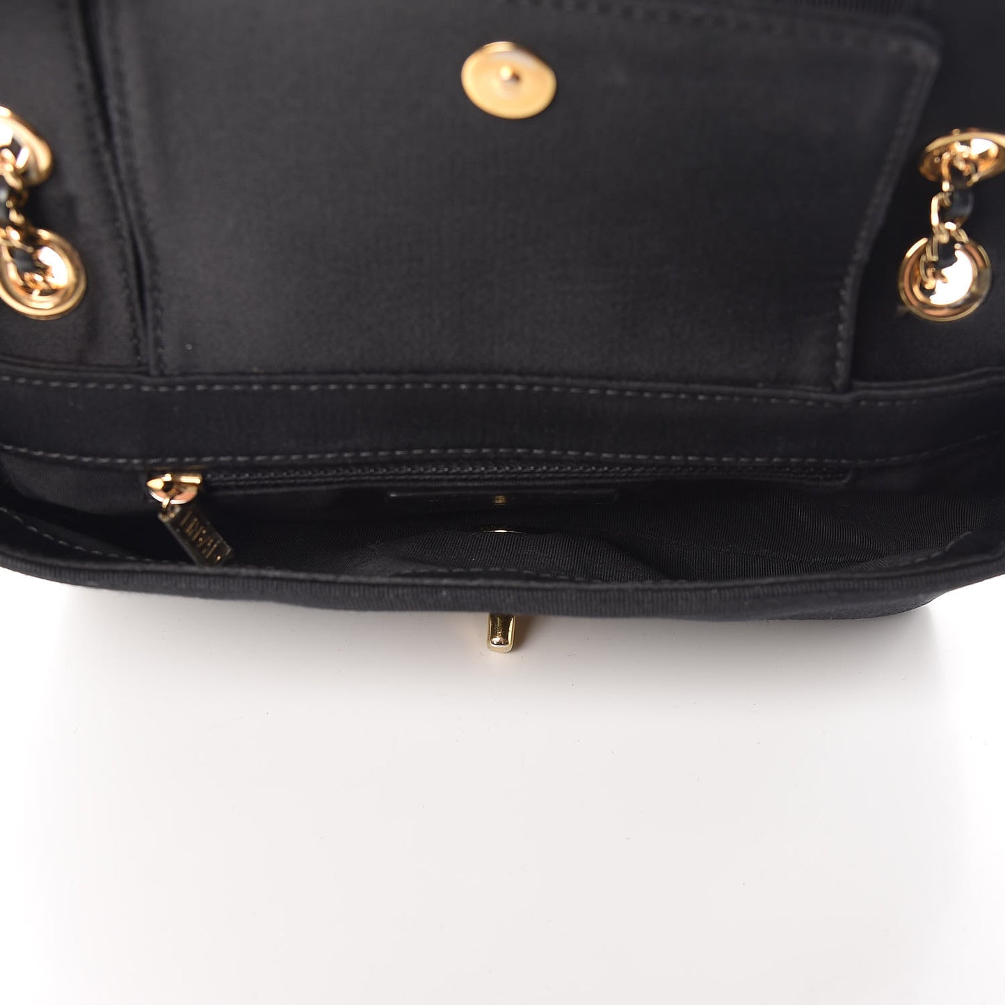 Grosgrain Satin Quilted Small Vintage Mademoiselle Flap Black