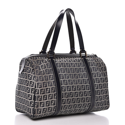 Fendi Zucchino Mini Boston Satchel Navy 3 of 12