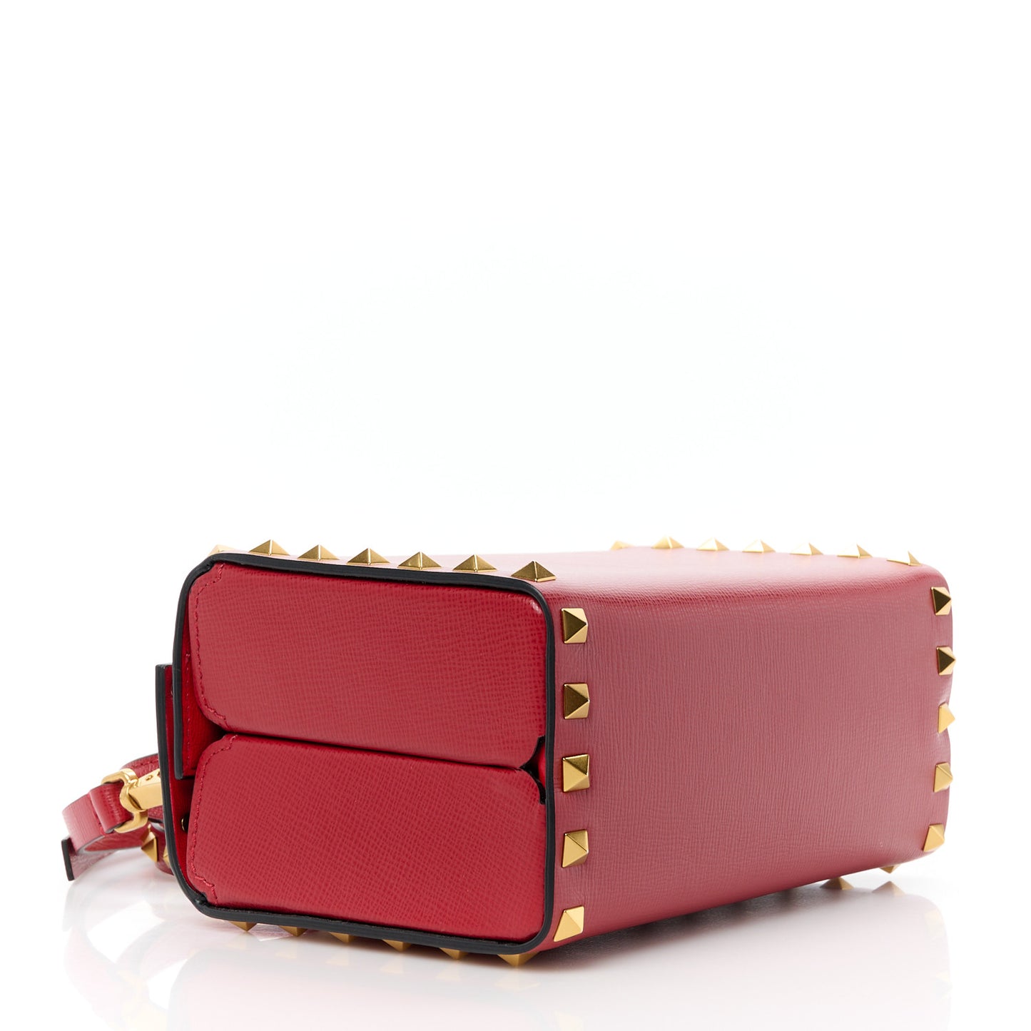 Grainy Calfskin Rockstud Alcove Box Top-Handle Bag Rouge Pur