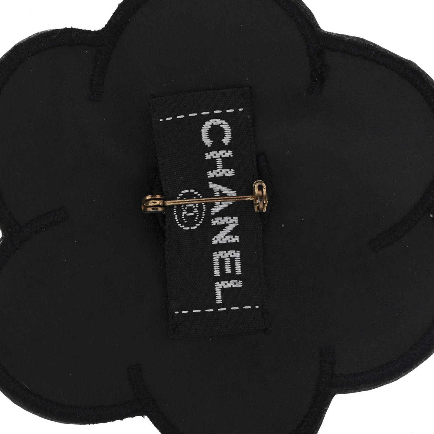 Fabric Rubber Camellia Flower Brooch Black White