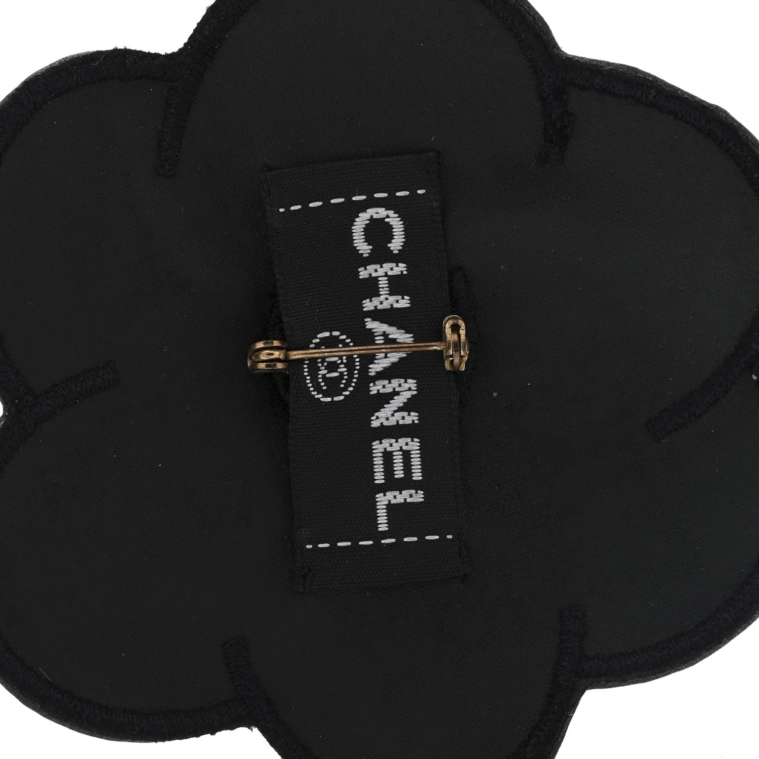 Chanel Fabric Rubber Camellia Flower Brooch Black White 3 of 4