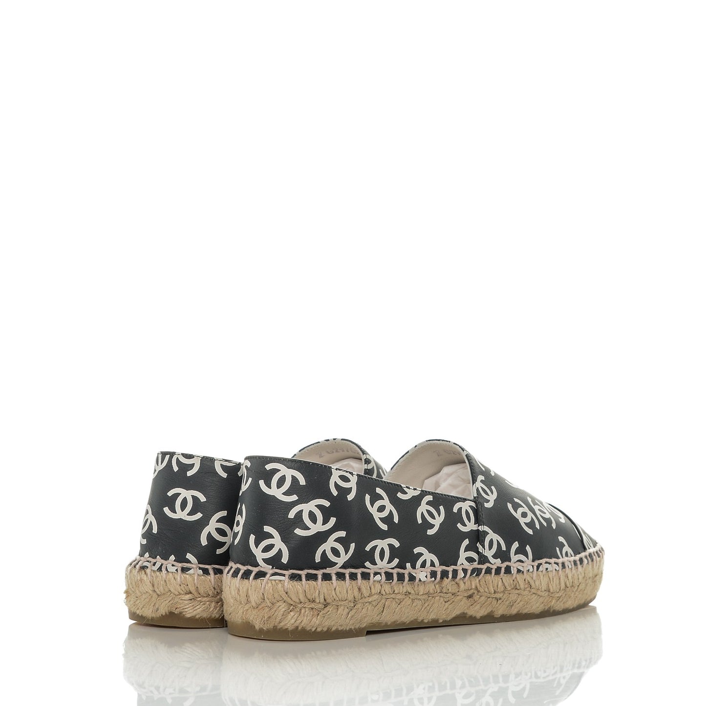 Lambskin Printed CC Espadrilles 38 Black White
