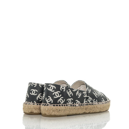 Chanel Lambskin Printed CC Espadrilles 38 Black White 4 of 7