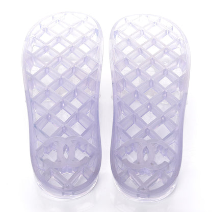 Chanel PVC Transparent CC Flat Slide Sandals 40 White 5 of 9