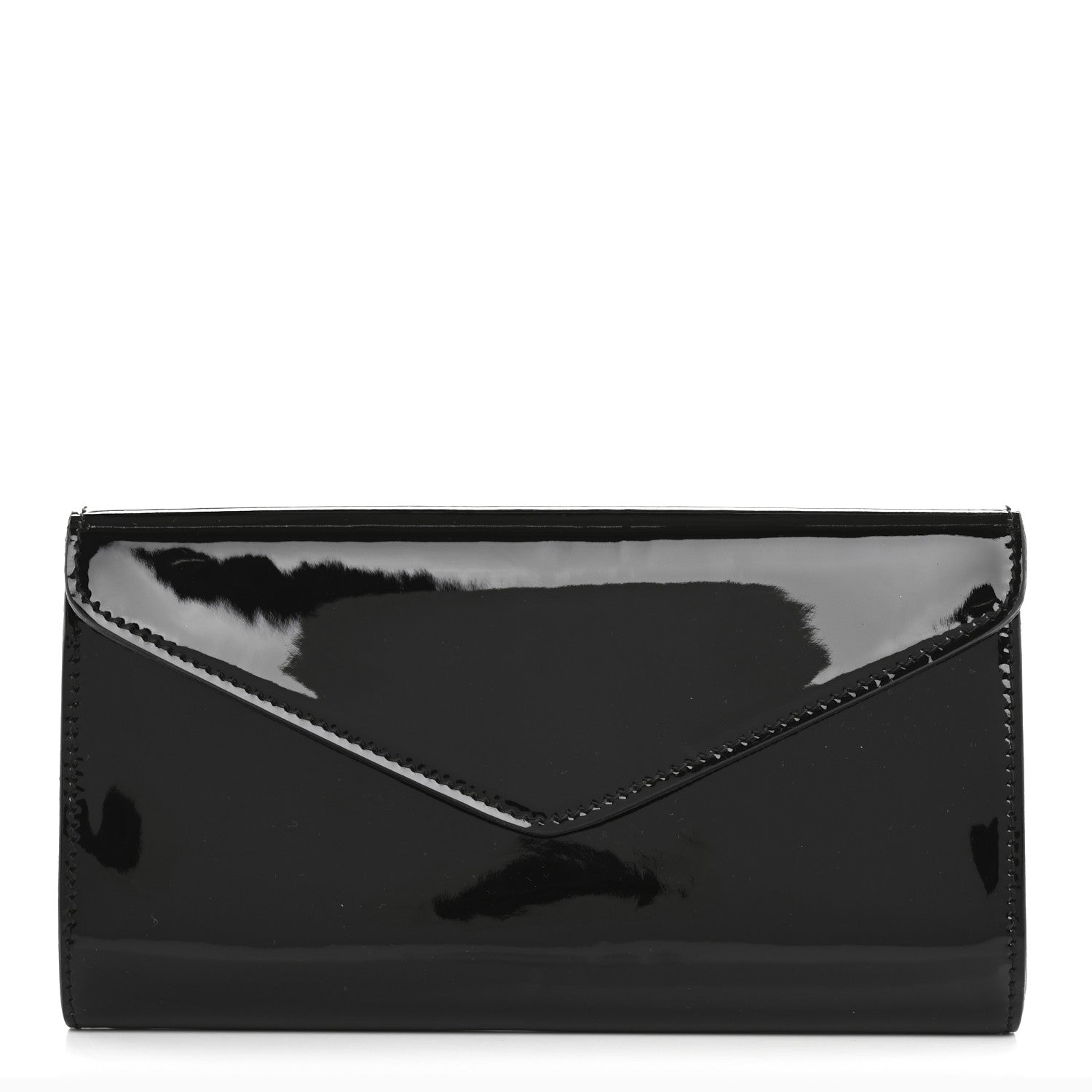 Saint Laurent Patent Y-Mail Zip Around Wallet Black 1 of 12