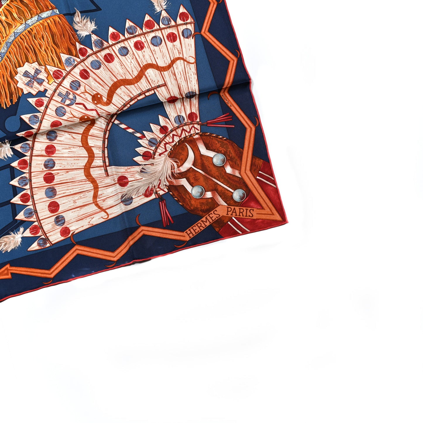 Silk Cosmogonie Apache Scarf 90 Blue Red Multicolor