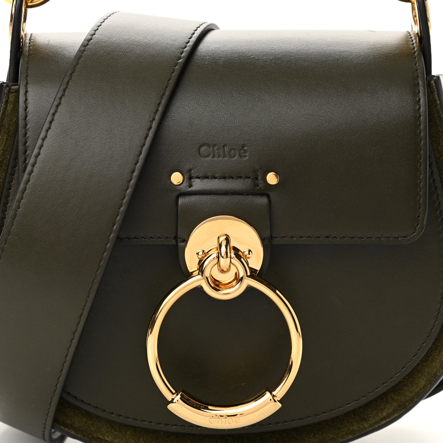 Chloe Calfskin Suede Small Tess Bag Deep Forest 7 of 9