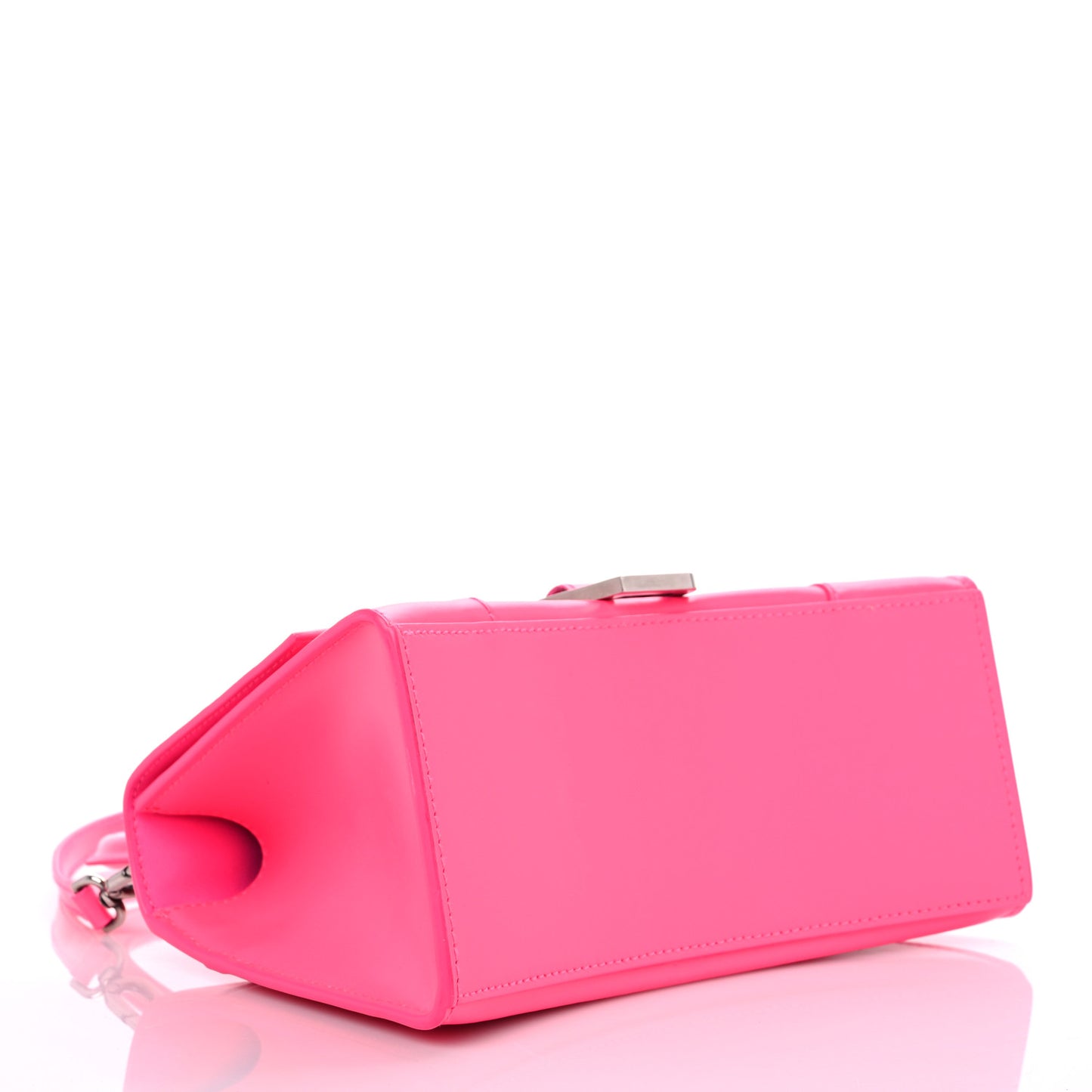 Shiny Box Calfskin Small Hourglass Top Handle Bag Hot Pink
