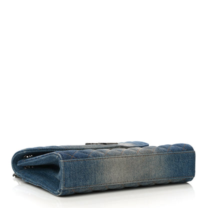 Saint Laurent Denim Mixed Matelasse Triquilt Medium Monogram Envelope Satchel Blue 3 of 15