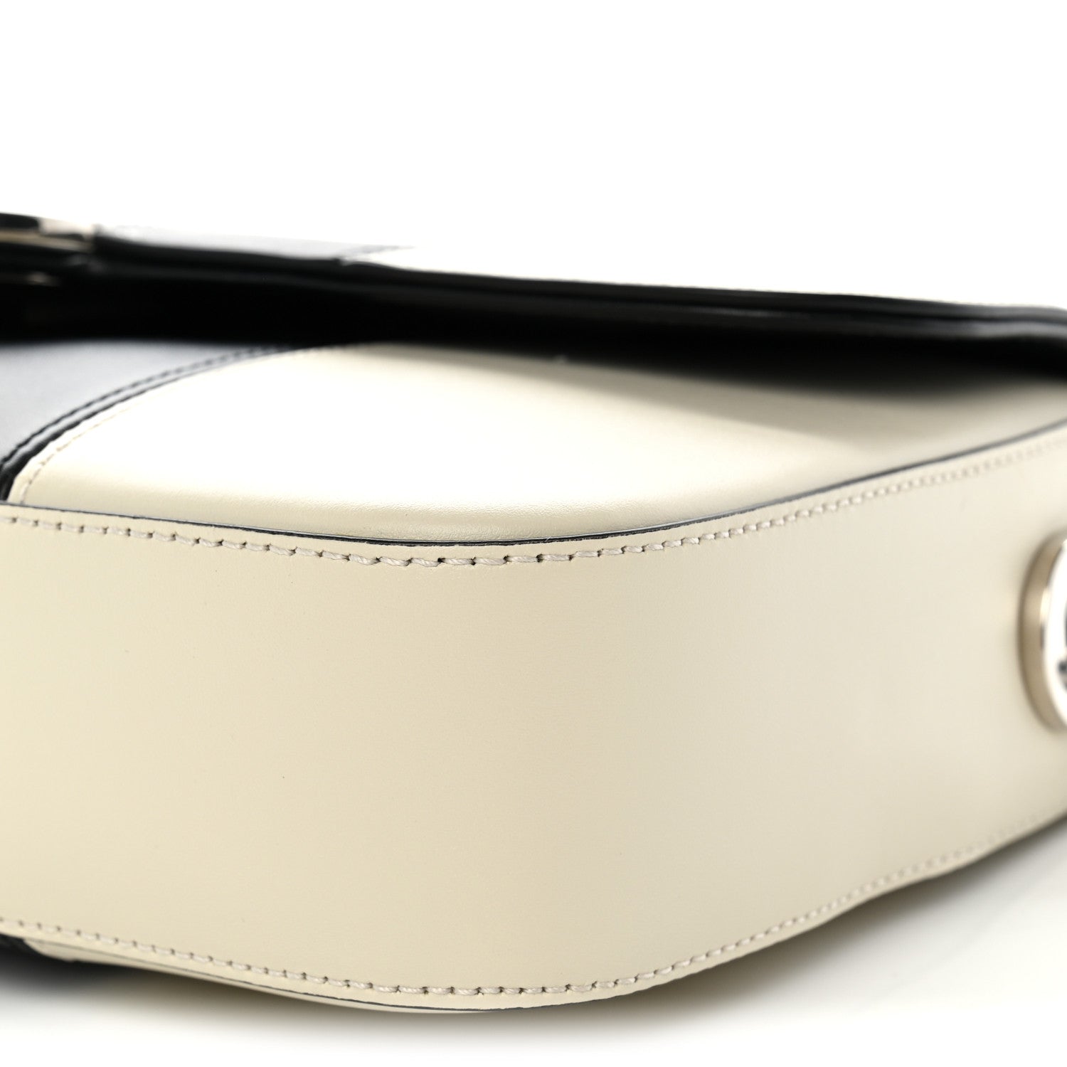 Gucci Senna Calfskin Lines Petite GG Top Handle Shoulder Bag Black Mystic White 10 of 10