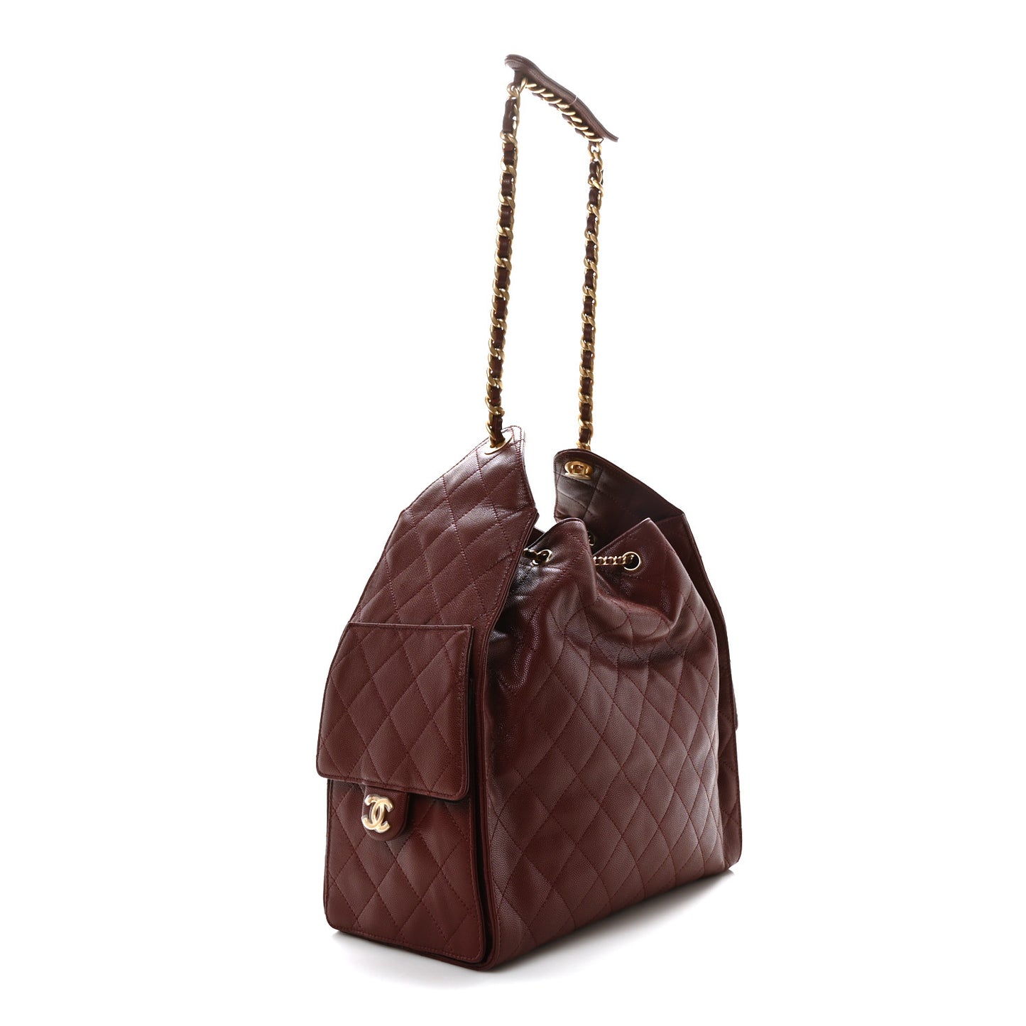 Caviar Quilted Medium Chanel 25 Handbag Burgundy