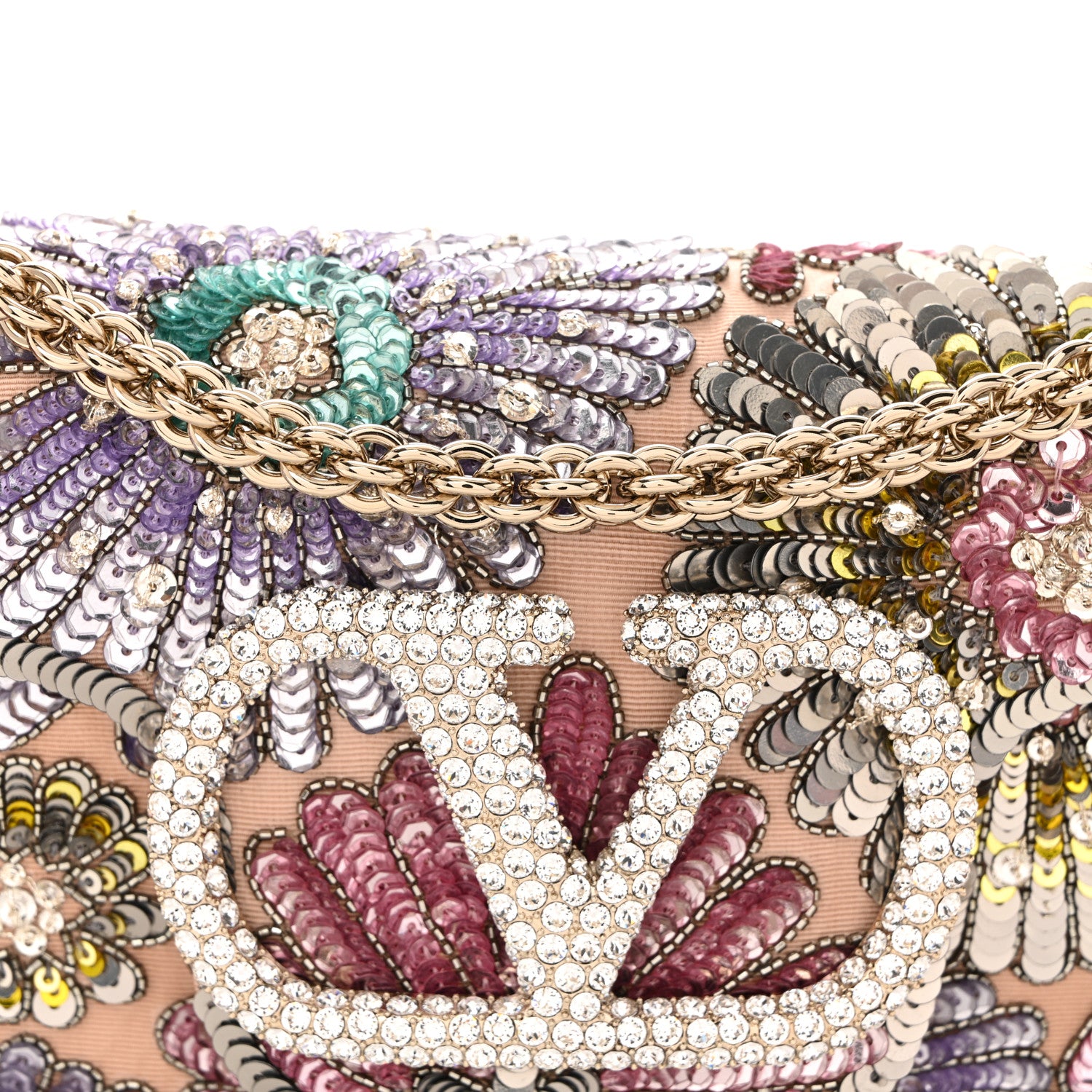 Valentino Garavani Sequin Burst Crystal Vlogo Embroidered Small Loco Shoulder Bag Multicolor 7 of 9
