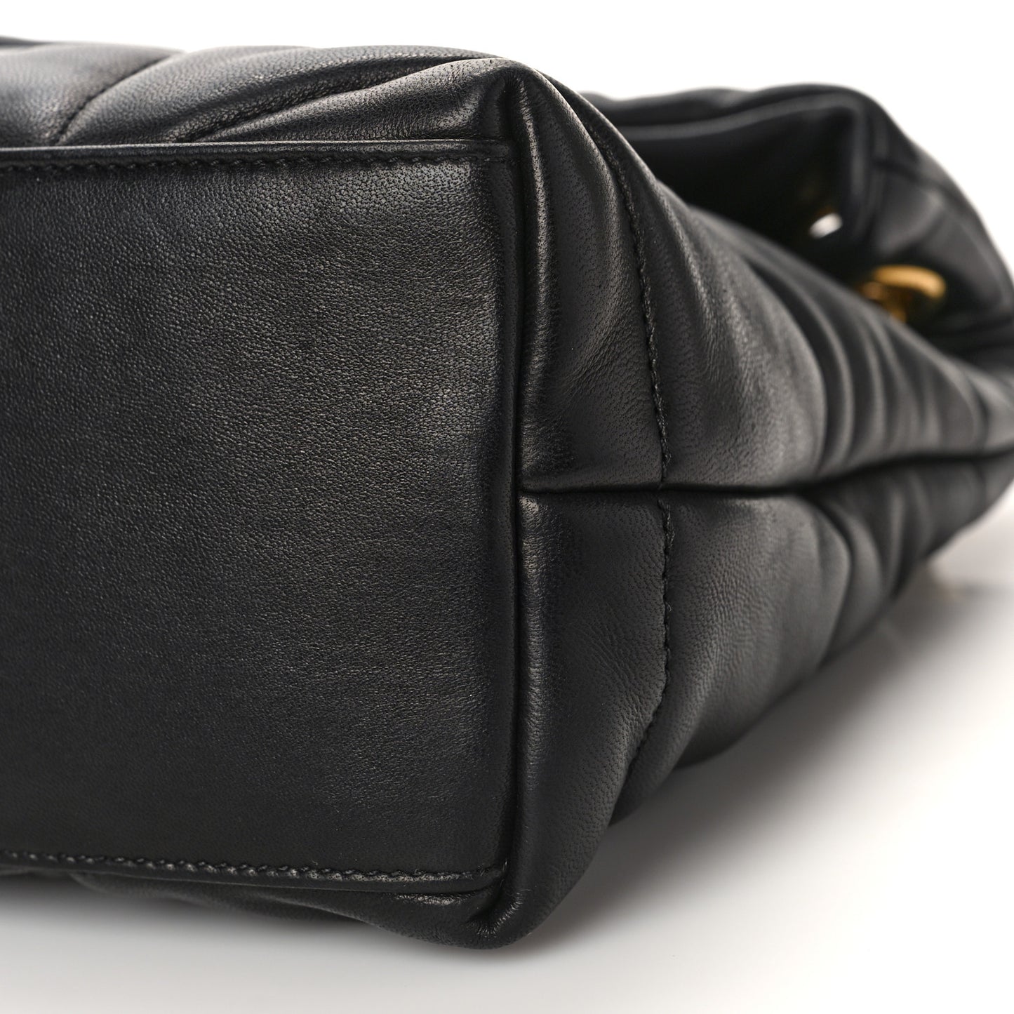 Lambskin Quilted Small Loulou Puffer Monogram Chain Satchel Black