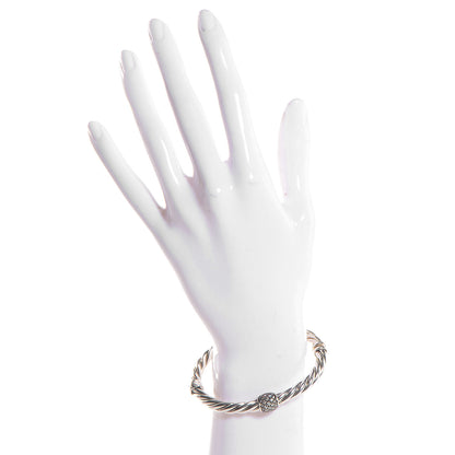 David Yurman Sterling Silver Pave Diamond 6mm Cable Classics Bracelet 2 of 5