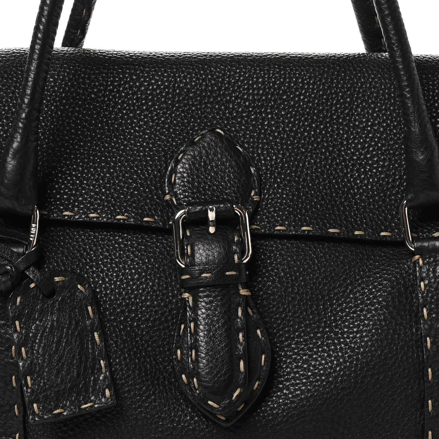 Fendi Cuoio Romano Selleria Medium Linda Satchel Black 7 of 9