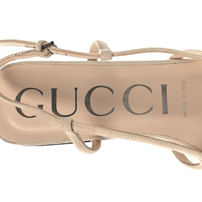 Gucci Suede Mesh Crystal GG Monogram Slingback Ballet Flats 37 Light Powder Skin Rose 8 of 11