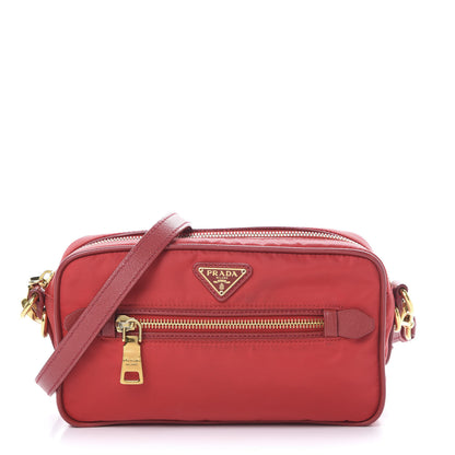 Prada Tessuto Nylon Saffiano Small Crossbody Rosso 1 of 15