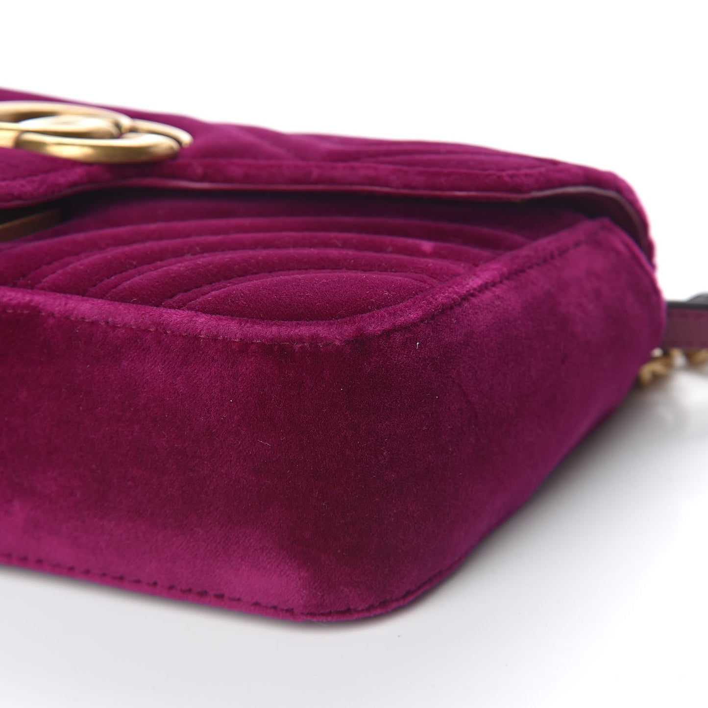 Velvet Matelasse Mini GG Marmont Shoulder Bag Fuchsia Violet Cyclamen