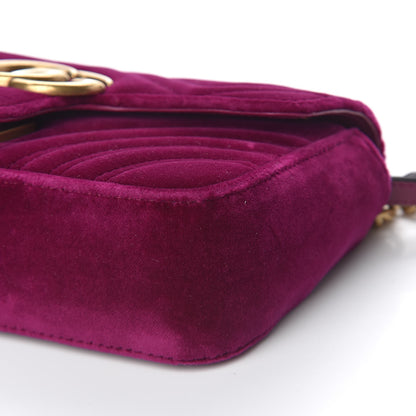 Gucci Velvet Matelasse Mini GG Marmont Shoulder Bag Fuchsia Violet Cyclamen 9 of 10