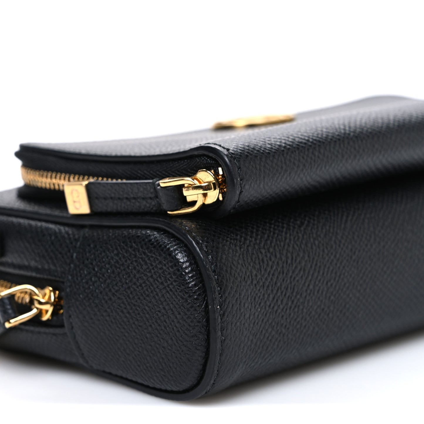 Grained Calfskin Caro Double Pouch Black